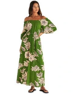 Antonie Off Shoulder Dress in Green