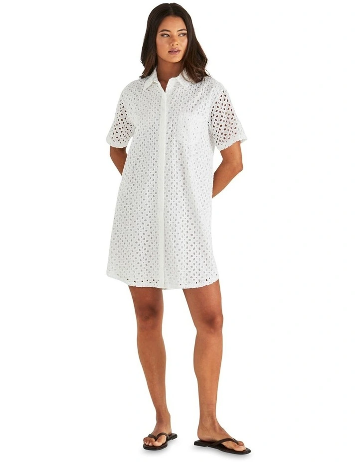 Steva Shirt Dress in Cream image 4