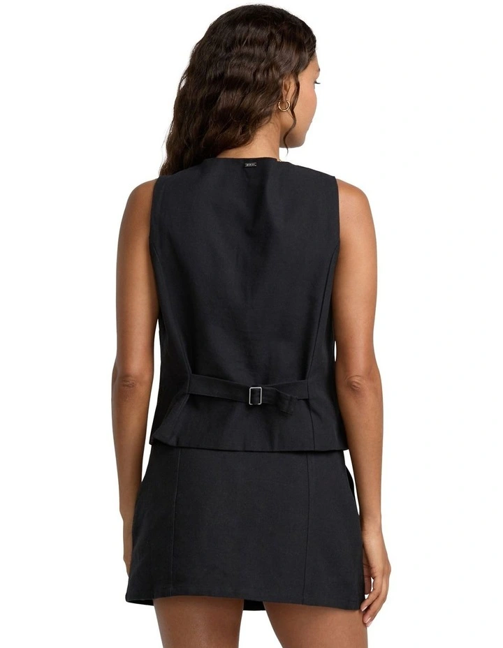 Logan Down Vest in Black image 2