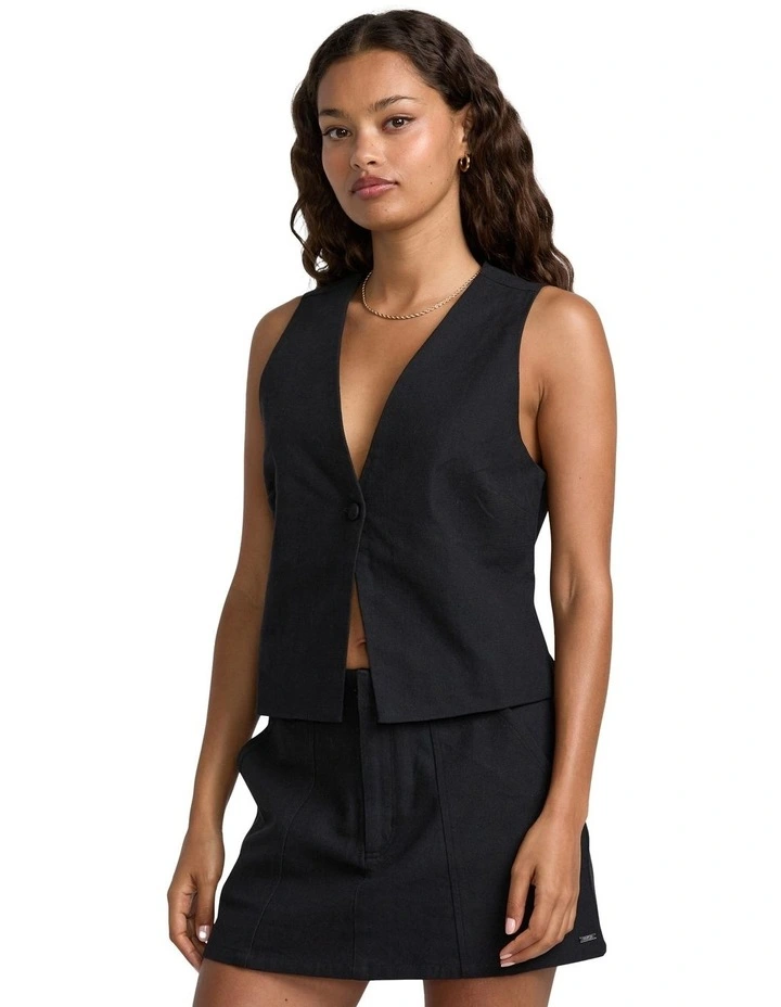 Logan Down Vest in Black image 3