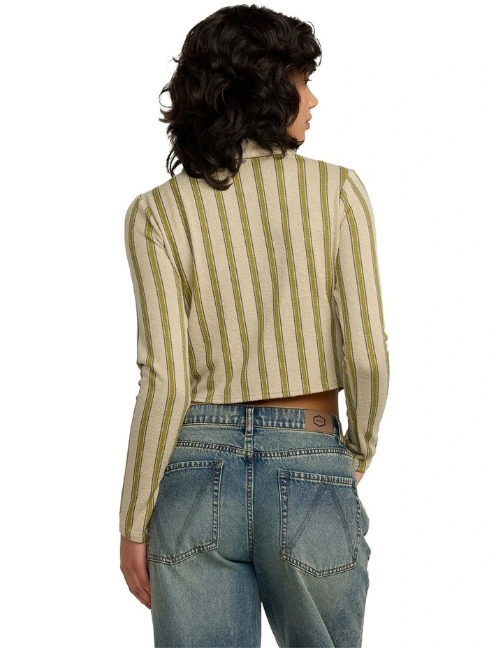 Willow Long Sleeve Crop Top in Green image 2