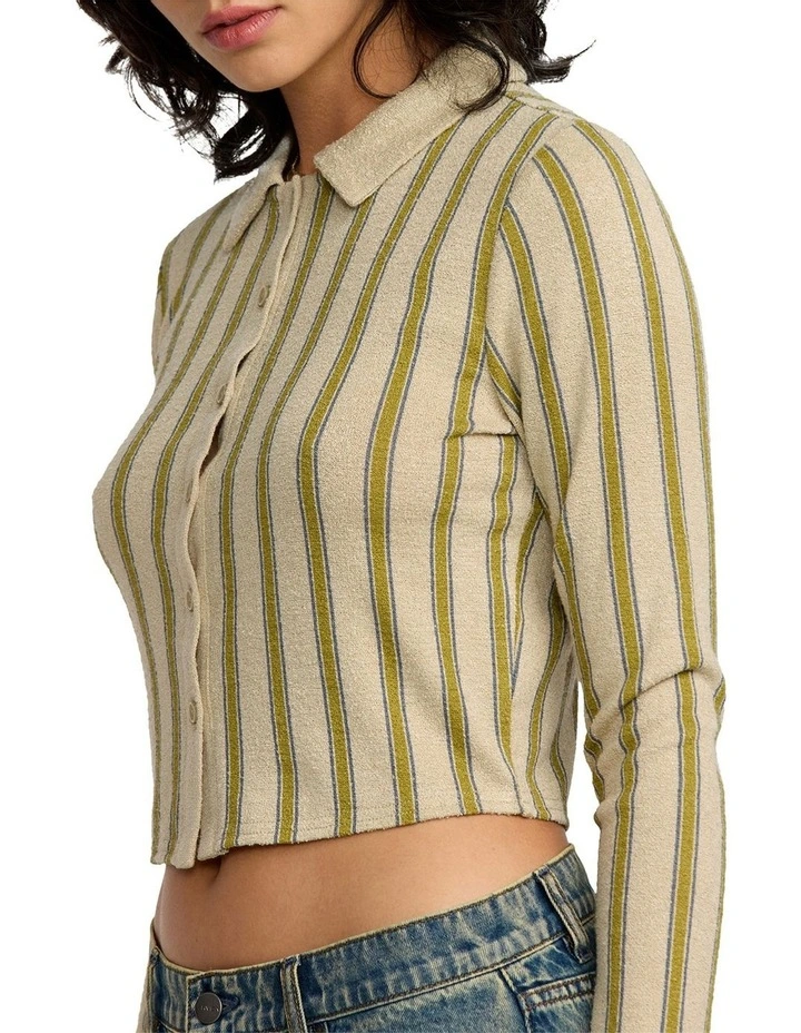 Willow Long Sleeve Crop Top in Green image 4