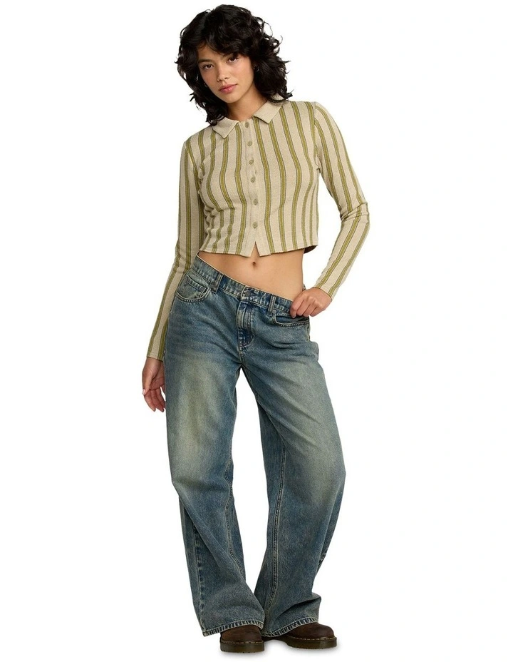 Willow Long Sleeve Crop Top in Green image 5