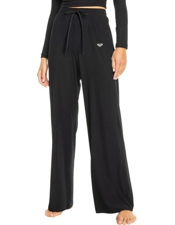 Rise And Vibe Rib Wide Leg Pant in Anthracite
