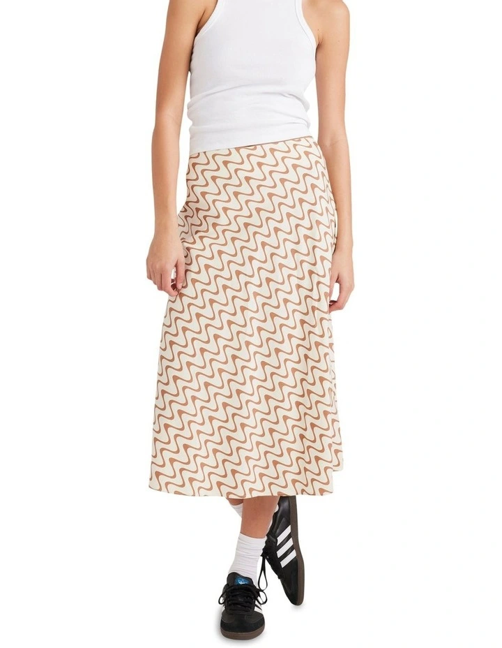Mod Waves Annika Midi Skirt in Latte image 1