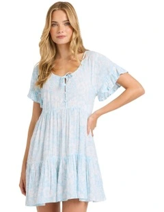Off Tropic Tiered Dress in Blue