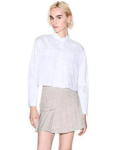 Cropped Button Shirt in White
