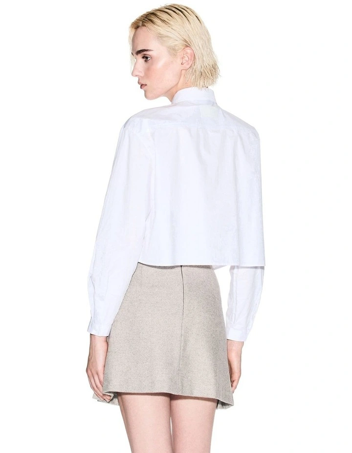 Cropped Button Shirt in White image 2