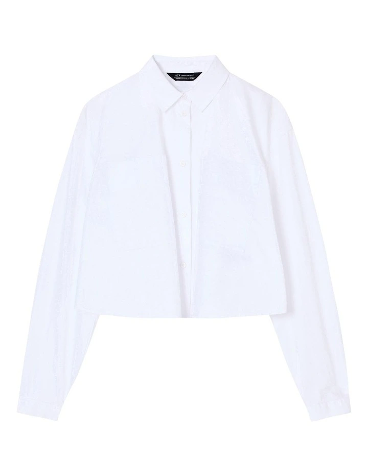 Cropped Button Shirt in White image 5