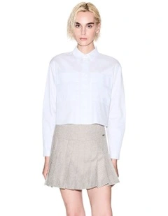 Pleated Mini Skirt in Cream