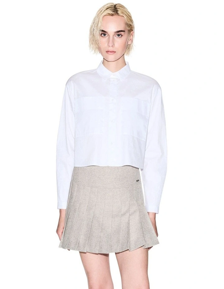 Pleated Mini Skirt in Cream image 1