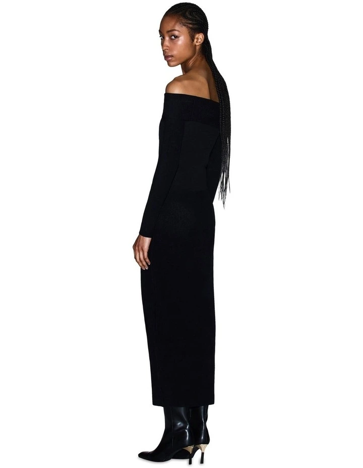 Off-Shoulder Maxi Dress in Black image 2