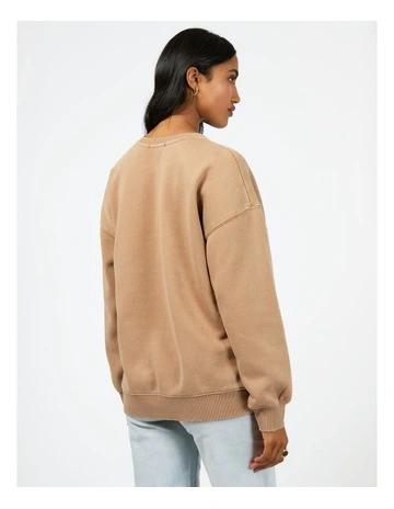 Vital Washed Oversized Crew in Tan