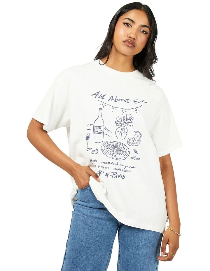 Veronica Oversized Tee in White image 1