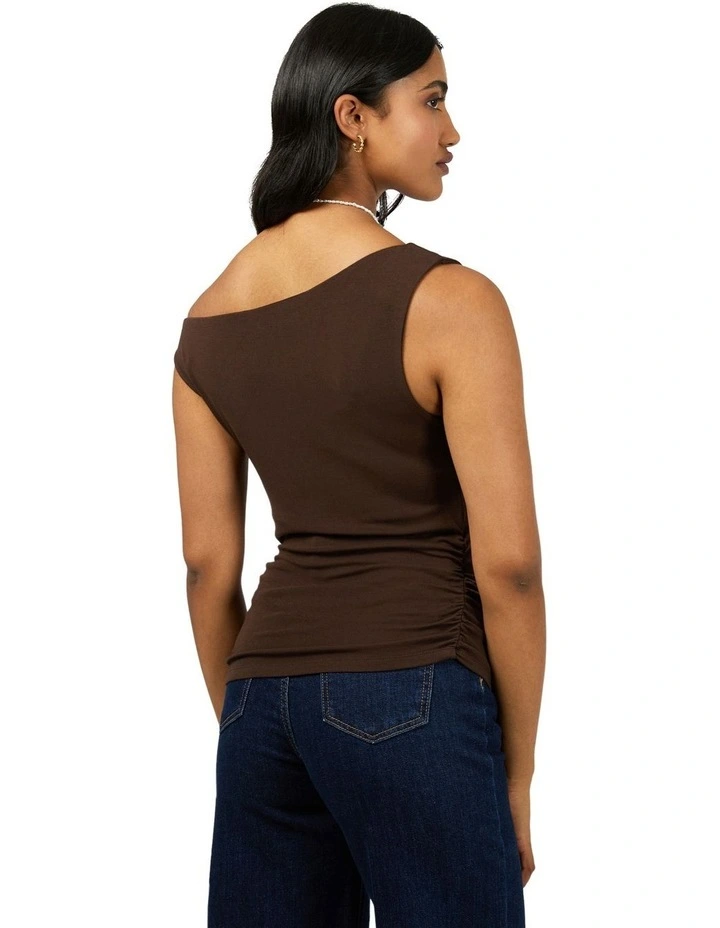 Kylie Off Shoulder Top in Brown image 2