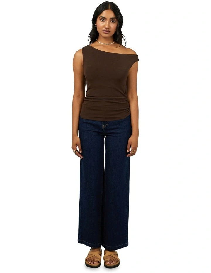 Kylie Off Shoulder Top in Brown image 5