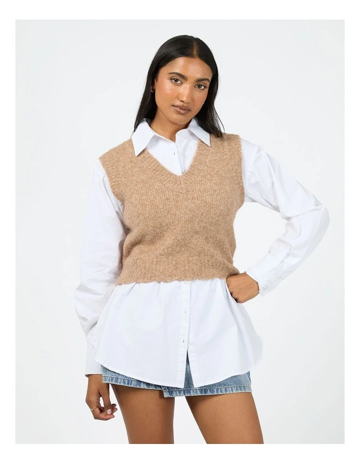 Leah Knit Vest in Cream image 1