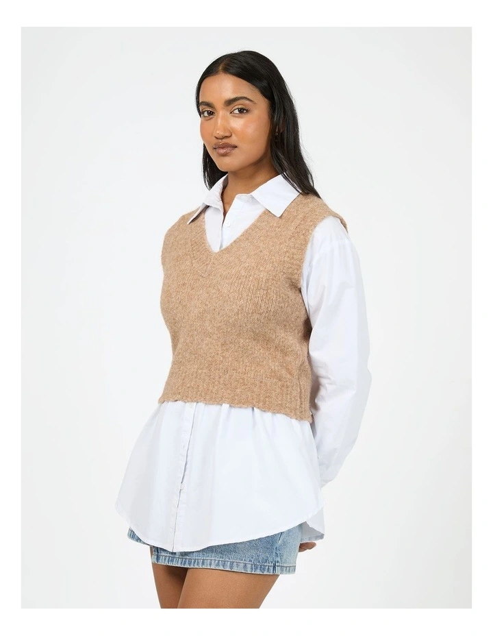 Leah Knit Vest in Cream image 3