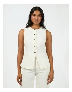 Lena Denim Vest in Vintage White