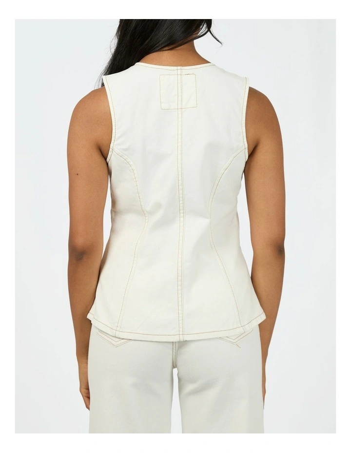 Lena Denim Vest in Vintage White image 2