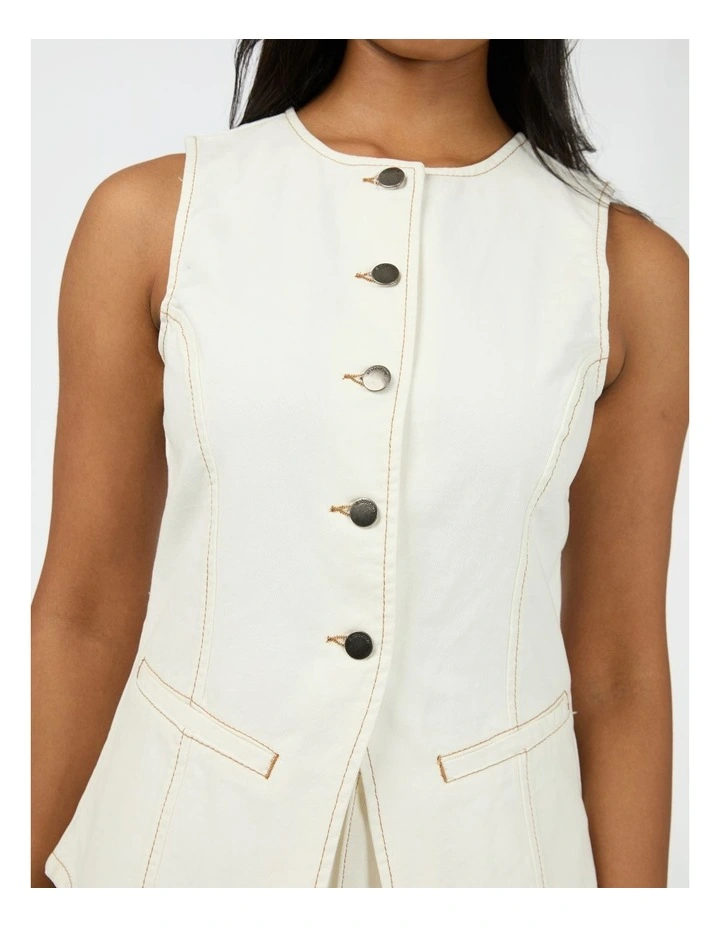 Lena Denim Vest in Vintage White image 4