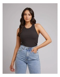 Eve Rib Tank in Washed Black