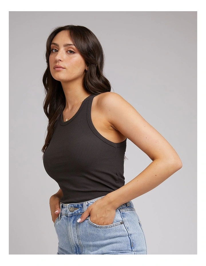 Eve Rib Tank in Washed Black image 4