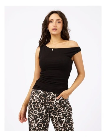 Kylie Off Shoulder Top in Black