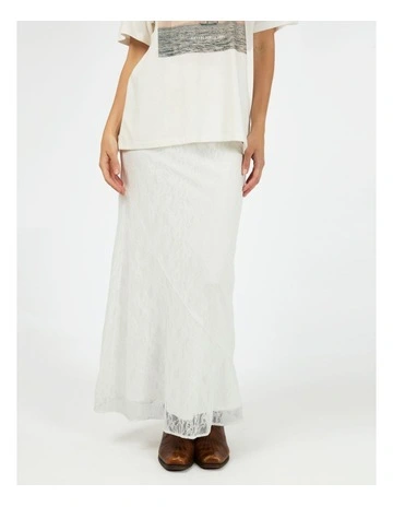 Camile Lace Maxi Skirt in White