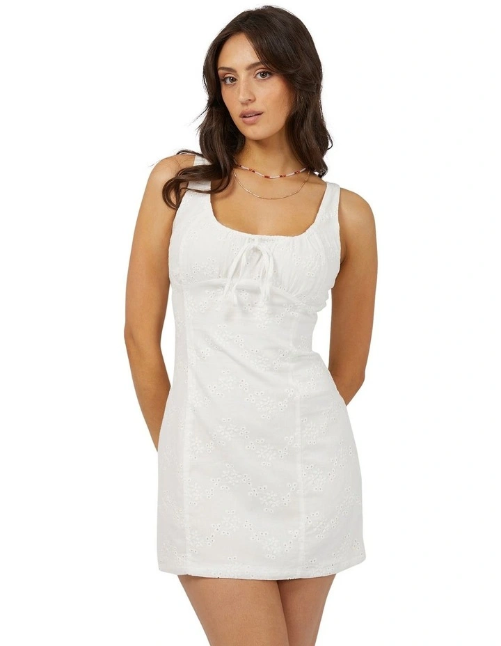 Sutton Broderie Mini Dress in White image 1