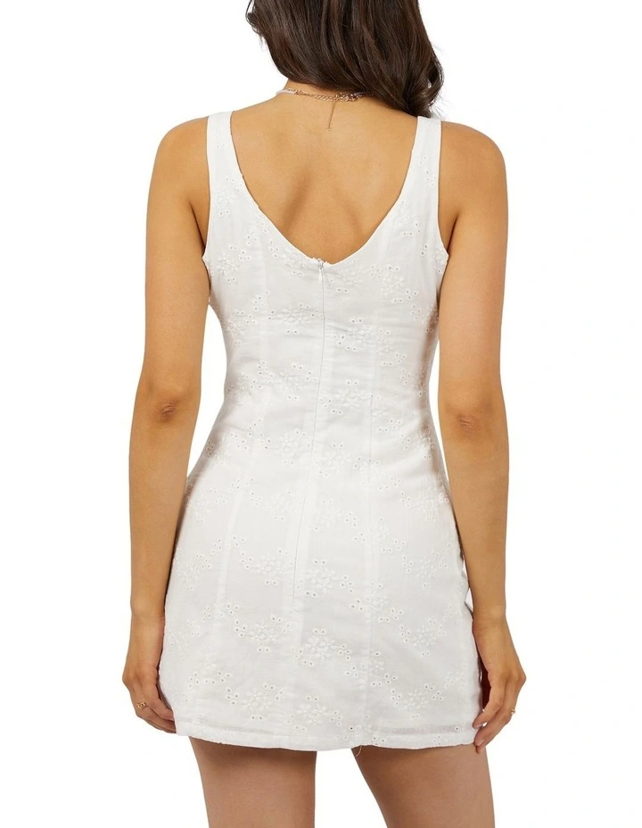 Sutton Broderie Mini Dress in White image 3