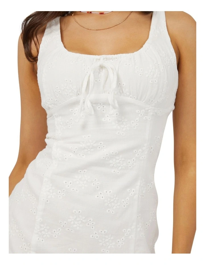 Sutton Broderie Mini Dress in White image 5