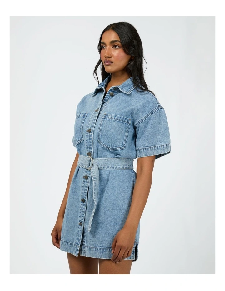 Sunny Denim Dress in Light Blue image 3