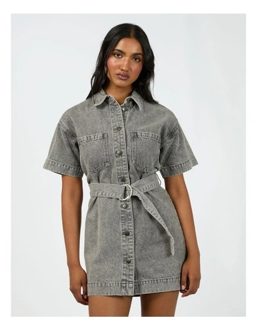 Sunny Denim Dress in Grey