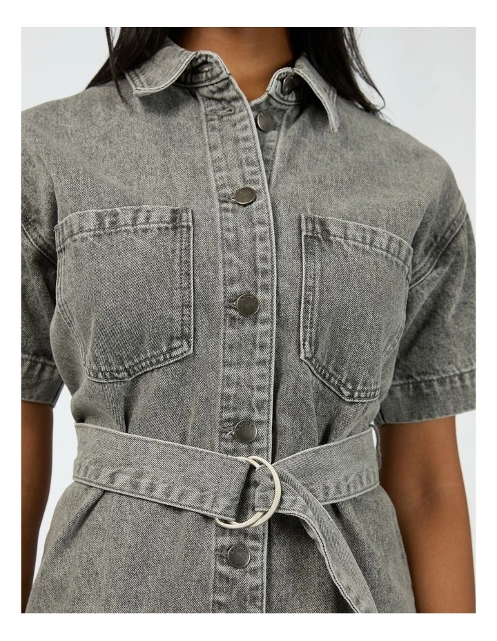 Sunny Denim Dress in Grey image 4