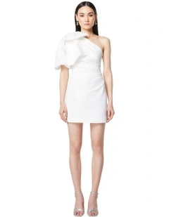 Marseille 3D Bow Mini Dress in Ivory