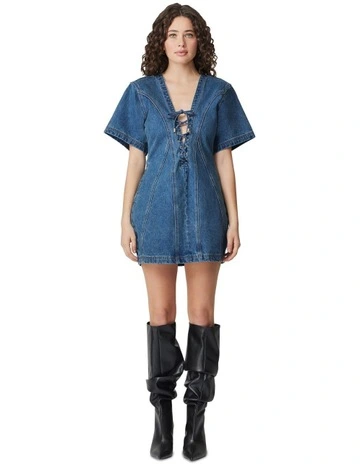 Clara Mini Dress in Mid Blue
