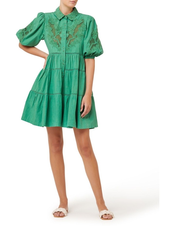 Flora Embroidery Mini Dress Jade