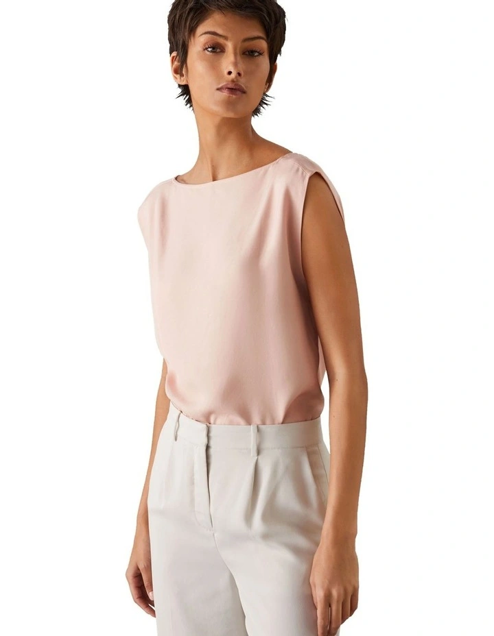Calvin Klein Women Textured Viscose Open Back Top in Petal Blush