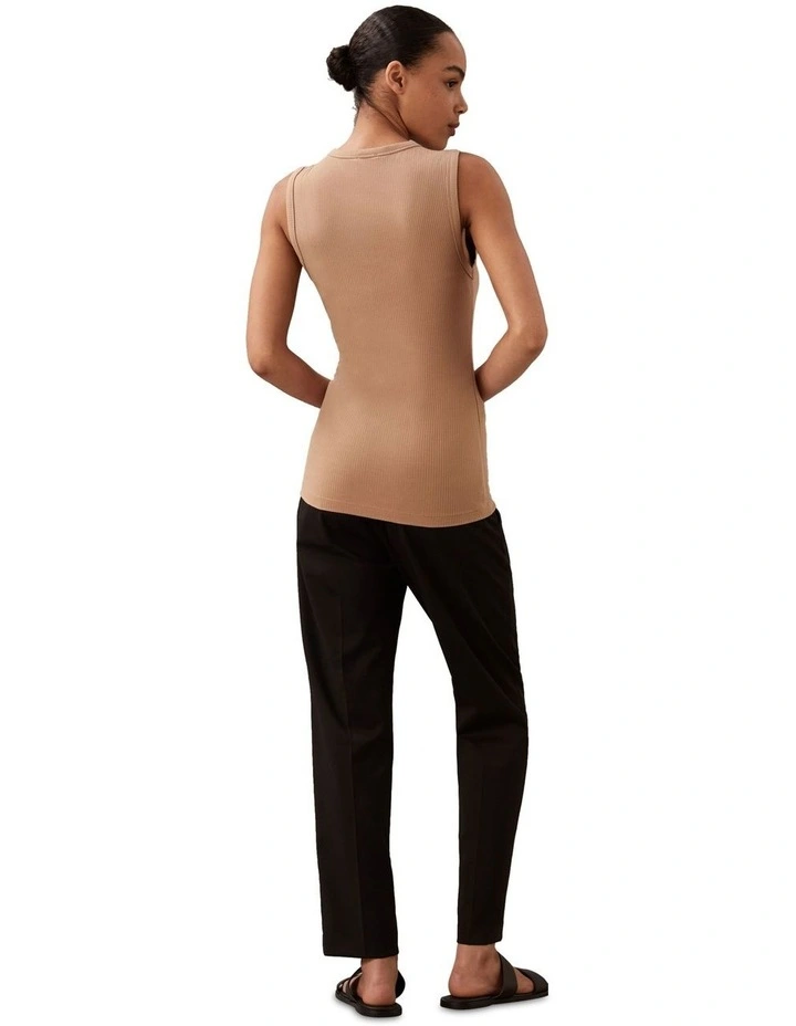 Modal Rib Tank Top in Beige image 2