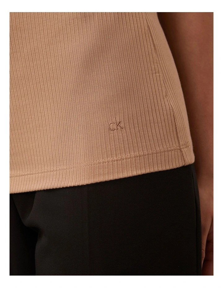 Modal Rib Tank Top in Beige image 3