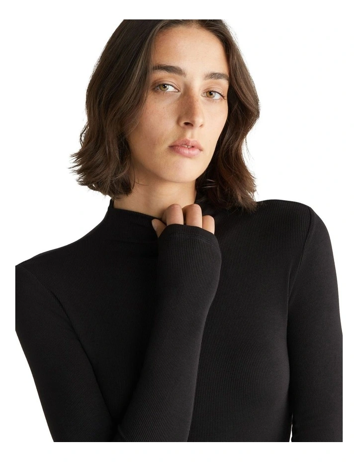 Calvin Klein Women Modal Rib Turtle Neck Dress In Black MYER