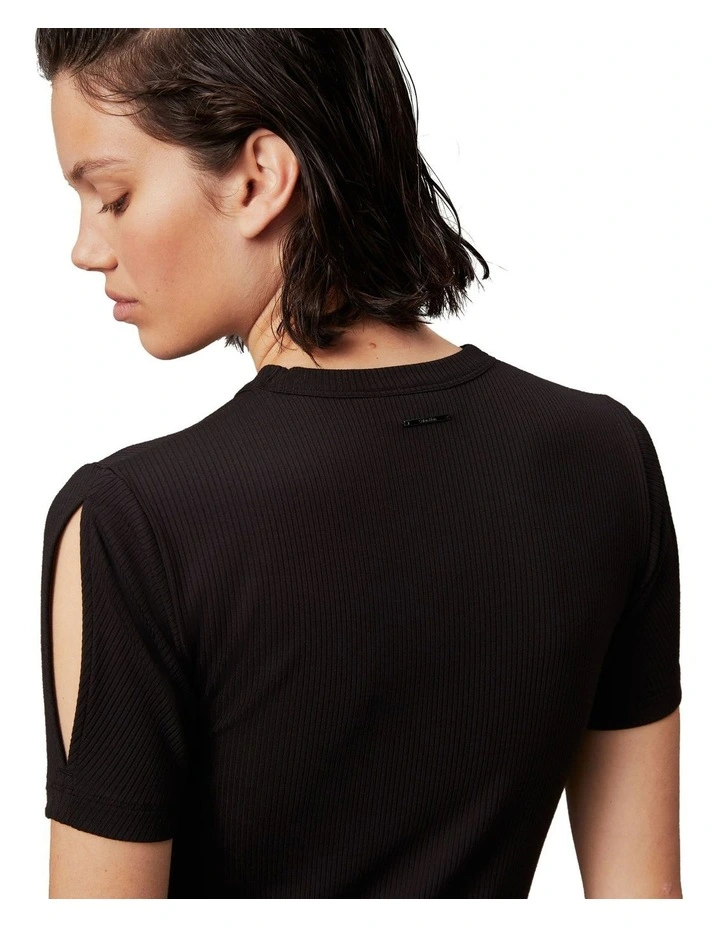 Calvin Klein Women Modal Rib Slit Detail Midi Dress in Black MYER