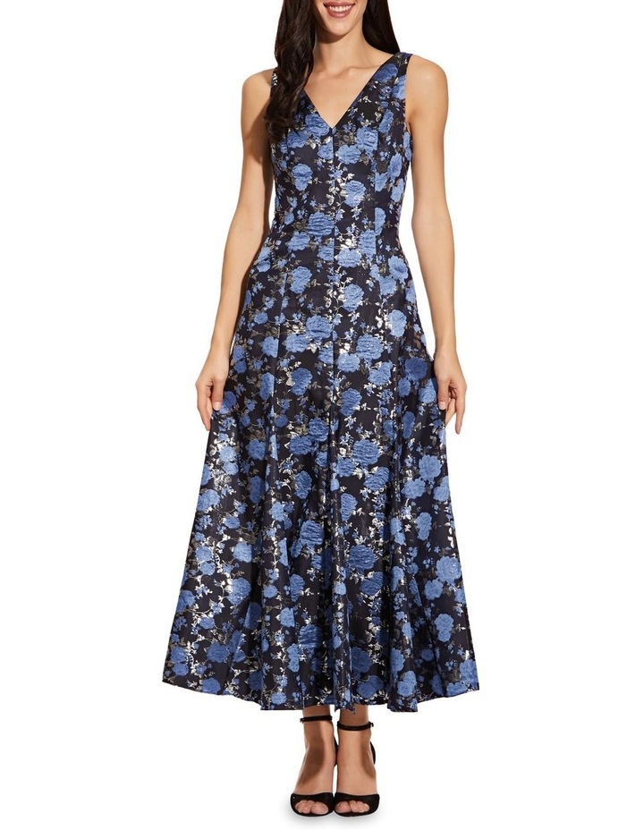Jacquard Midi Dress Blue