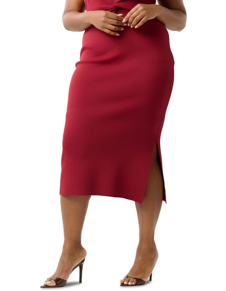 Lyria Knit Skirt in Red image 4