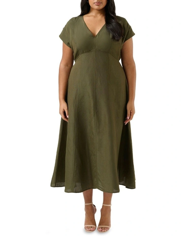 Aubrey V-Neck Dress in Green image 1