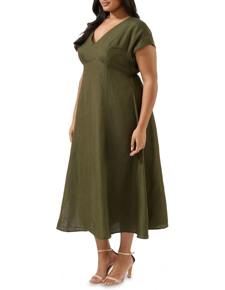 Aubrey V-Neck Dress in Green image 3