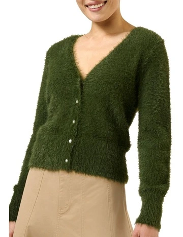 Camille Pearl Cardi in Olive