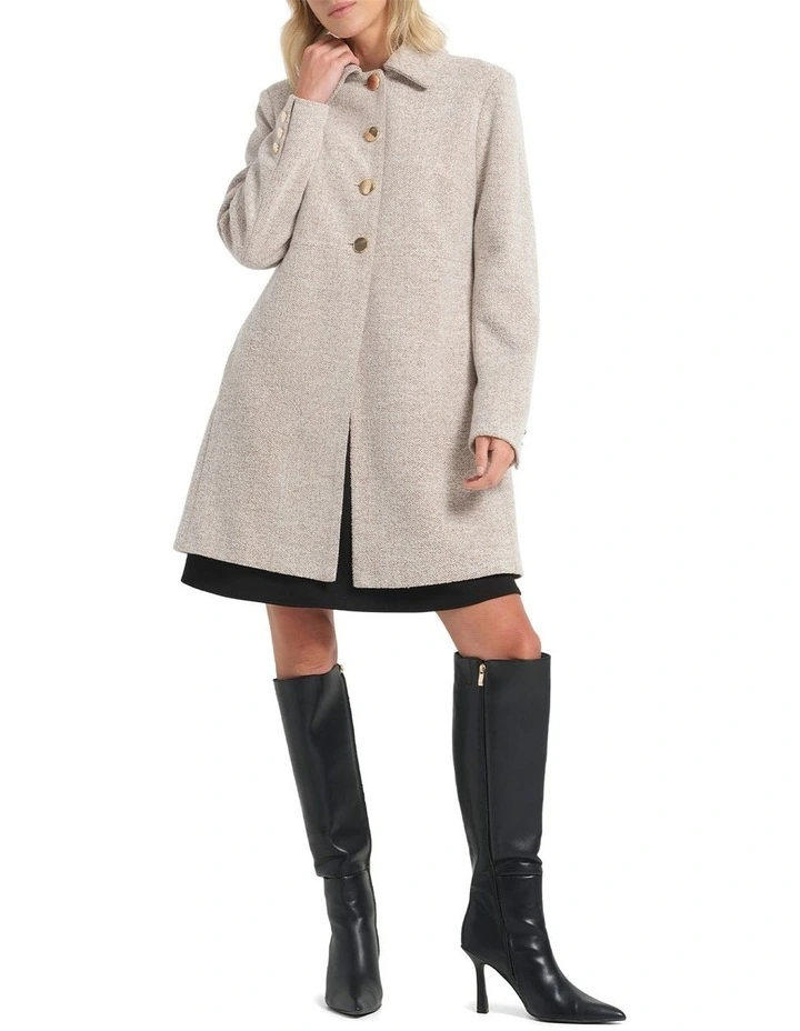 Floater High Neck Coat in Cream image 1