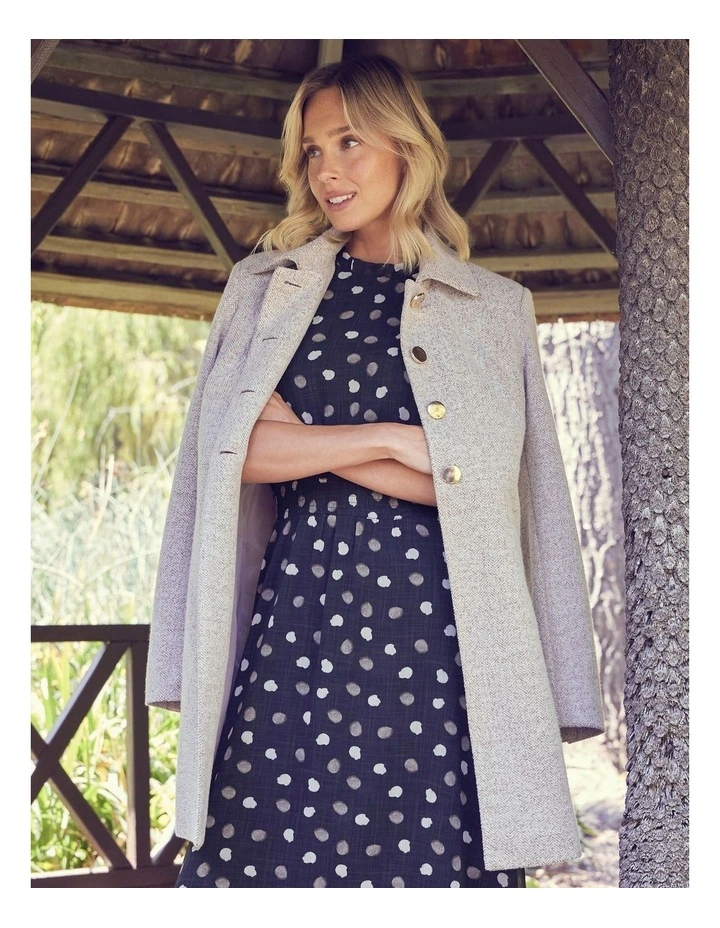 Floater High Neck Coat in Cream image 2